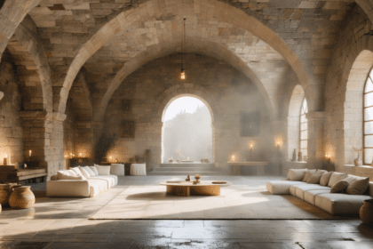 découvrez la transformation captivante d'une ancienne chapelle de monastère en un intérieur design à la fois éclatant et mystique, alliant histoire et modernité avec élégance.