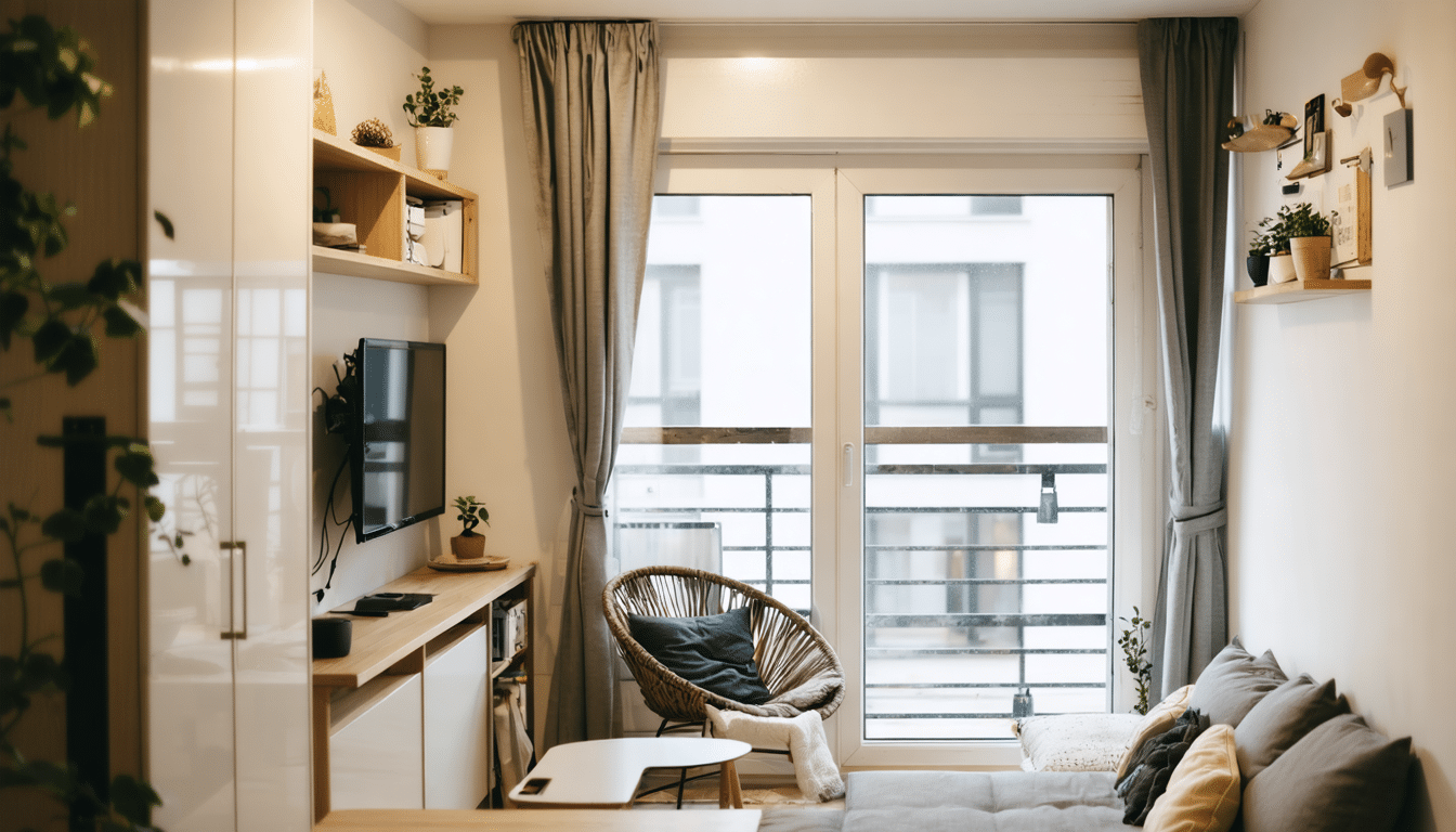 découvrez ce studio de 23 m² en location, où mini-terrasse et rangements discrets optimisent l’espace et rendent chaque recoin fonctionnel.